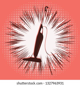 Vacuum cleaner washing - on abstract coral background - flat style - vector. Cleaning service