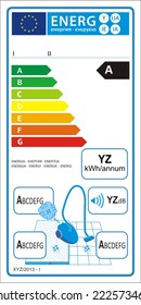 Vacuum cleaners new energy rating graph label in vector.