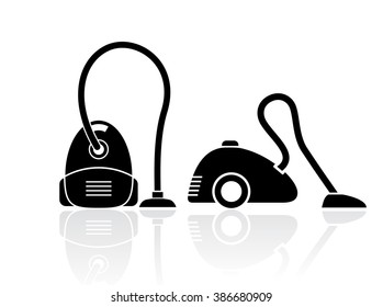 Vacuum cleaners set isolated on white background