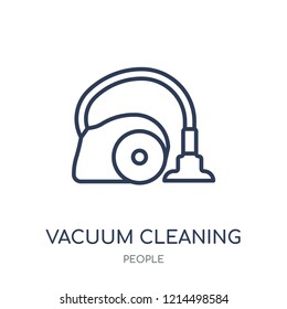 Vacuum cleaning icon. Vacuum cleaning linear symbol design from People collection. Simple outline element vector illustration on white background.
