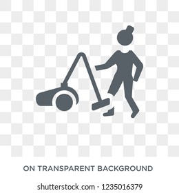Vacuum cleaning icon. Trendy flat vector Vacuum cleaning icon on transparent background from People collection. 