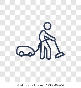 Vacuum cleaning icon. Trendy linear Vacuum cleaning logo concept on transparent background from People collection