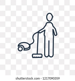 Vacuum cleaning vector outline icon isolated on transparent background, high quality linear Vacuum cleaning transparency concept can be used web and mobile