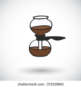 Vacuum coffee maker sketch. Hand-drawn cartoon coffee brewing method icon. Doodle drawing. Vector illustration. 