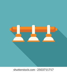 Vacuum fixtures holding pipe transporting gas or oil, flat vector illustration