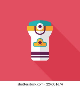 Vacuum flask flat icon with long shadow,eps10, hot water bottle