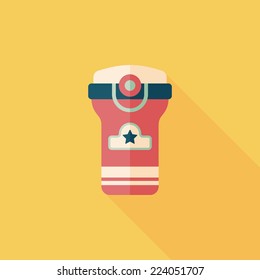 Vacuum flask flat icon with long shadow,eps10, hot water bottle