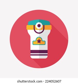 Vacuum flask flat icon with long shadow,eps10, hot water bottle