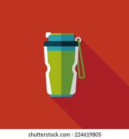 Vacuum flask flat icon with long shadow,eps10, hot water bottle