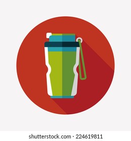 Vacuum flask flat icon with long shadow,eps10, hot water bottle