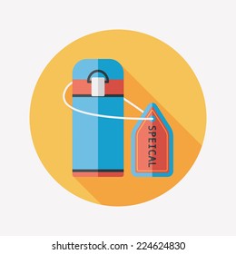 Vacuum flask flat icon with long shadow,eps10, hot water bottle