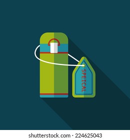 Vacuum flask flat icon with long shadow,eps10, hot water bottle