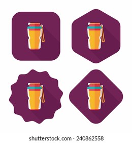 Vacuum flask flat icon with long shadow, eps10, hot water bottle