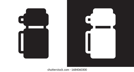 Vacuum Flask. Glyph Icon in White and Black Version.