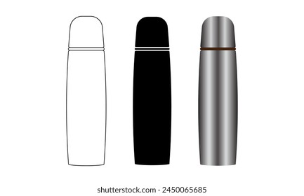 Vacuum flask icon set isolated on white background