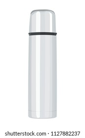 Vacuum flask realistic vector illustration isolated