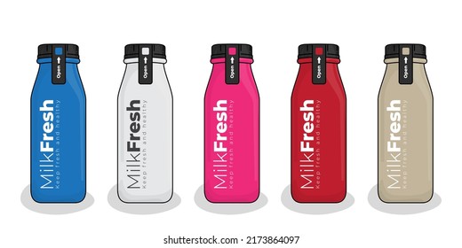 Vacuum flask template in cartoon design with blue white pink red and gray color design