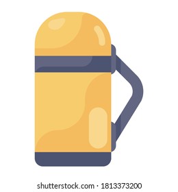 A vacuum flask vector in editable flat style