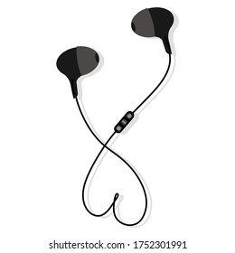 Vacuum headphones with a control panel. Suitable for music and technology. Vector illustration on a white background. 