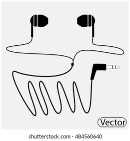 Vacuum Headphones With A Cord In The Form Of A Wave