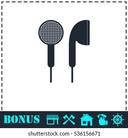 Vacuum headphones icon flat. Simple vector symbol and bonus icon