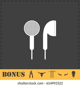 Vacuum headphones icon flat. Simple vector symbol and bonus icon