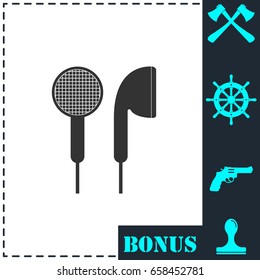 Vacuum headphones icon flat. Simple vector symbol and bonus icon