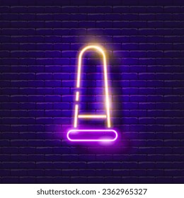 Vacuum jar anti-cellulite massager neon icon. Beauty and youth concept