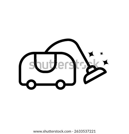 Vacuum Line Icon. Black and White Vacuum Cleaner Outline Symbol