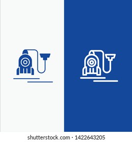 Vacuum, Machine, Hotel, Cable Line and Glyph Solid icon Blue banner
