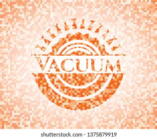 Vacuum orange mosaic emblem with background