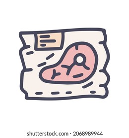 vacuum packed meat color vector doodle simple icon