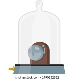 Vacuum plate with bell for physics experiment vector on white