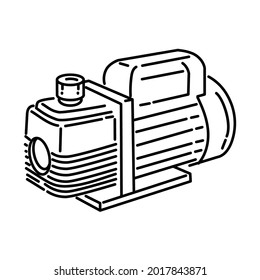 La bomba de vacío es parte del conjunto de iconos del vector de mano del dispositivo mecánico.