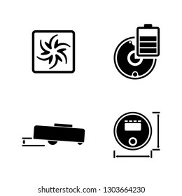 Vacuum Robot Cleaner. Simple Related Vector Icons Set for Video, Mobile Apps, Web Sites, Print Projects and Your Design. Vacuum Robot Cleaner icon Black Flat Illustration on White Background.