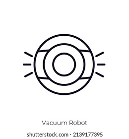 Icono de Robot de vacío. Diseño de icono de estilo de esquema aislado en fondo blanco