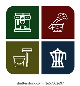 vacuum simple icons set. Contains such icons as Coffee maker, Cleaning, Mop, can be used for web, mobile and logo