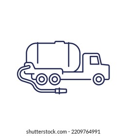 Vacuum Truck Icon, Sewer Cleaner Line Vector