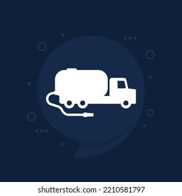 vacuum truck, sewer cleaner vector icon