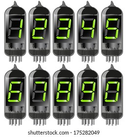 vacuum tube with numbers set. gradient mash