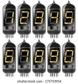 vacuum tube with numbers set. gradient mash