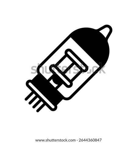 Vacuum tube. Outlined stroke vector icon with black-filled details.