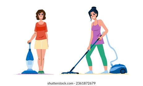 vacuum vacuuming carpet vector. floor cleaner, clean cleaning, service house vacuum vacuuming carpet character. people flat cartoon illustration