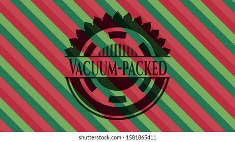 Vacuum-packed christmas colors style emblem. Vector Illustration. Detailed.
