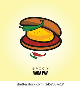 Vada Pav Vector. Desi Food. Mumbai Famous. Mumbai Food. India Food. India Fast Food. Vada Pau. Bread Pav. 