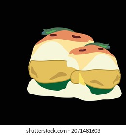 Vada pav vector, Vada Pav Indian vegetarian sandwich fast food dish with fried potato dumpling in bun