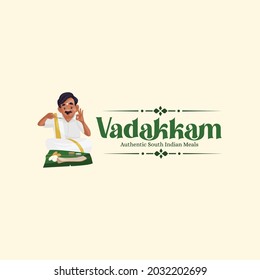 Vadakkam South Indian meal vector mascot logo design template.