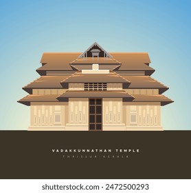 Vadakkunnathan Shiva Temple - Thrissur - Stock Illustration as EPS 10 File