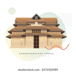 Vadakkunnathan Shiva Temple - Thrissur - Stock Illustration as EPS 10 File