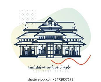 Vadakkunnathan Shiva Temple - Thrissur - Stock Illustration as EPS 10 File